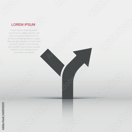Crossroad icon in flat style. Road direction navigation vector illustration on white isolated background. Locate pin position business concept.