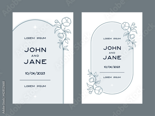 Wedding invitation template, minimalistic botanical design