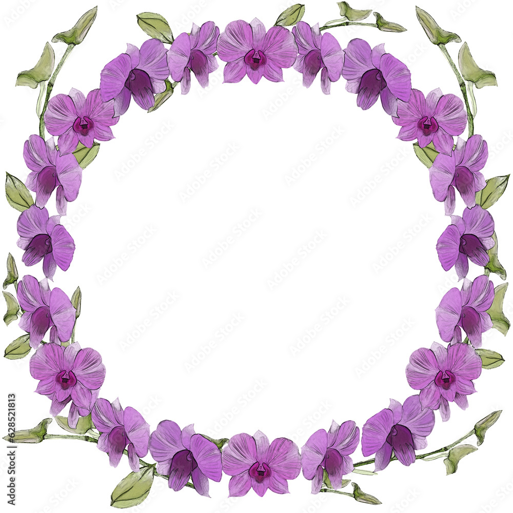 frame of orchid  flowers