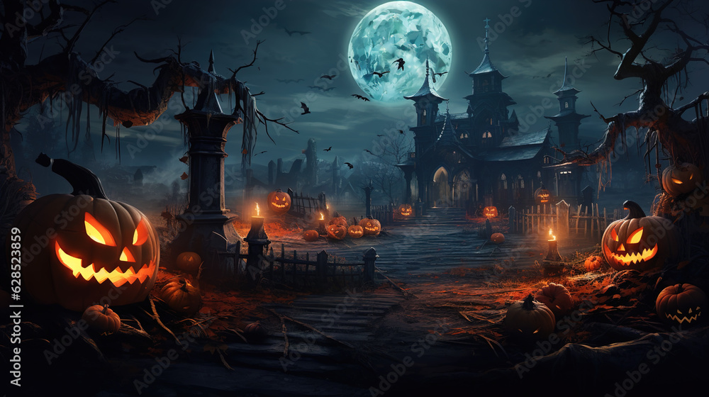 Obraz premium halloween background with pumpkins