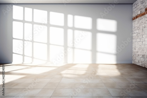 Empty white wall with shadows from the window, mock up interior