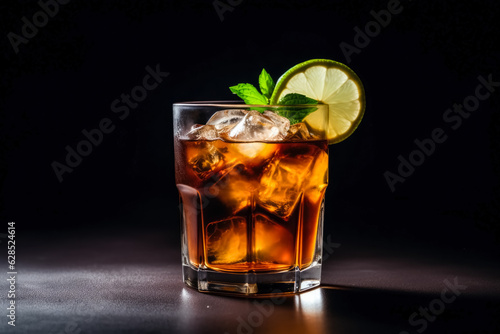 fresh dark 'n stormy cocktail dark background with empty space for text   photo