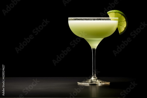 Ideal margarita cocktail dark background with empty space for text  
