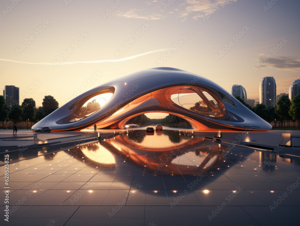 Obraz premium empty parking lot with modern building background.