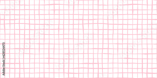 Photography Seamless playful hand drawn light pastel pink windowpane grid fabric pattern