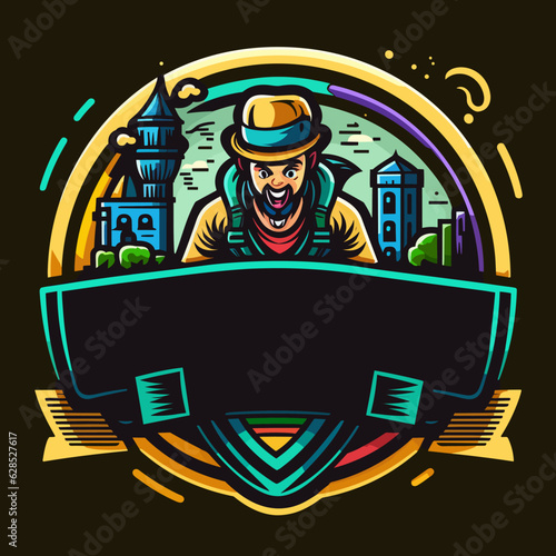 Finding hidden places in the city. Adventure travel and discovery of unknown places. Cartoon vector illustration.