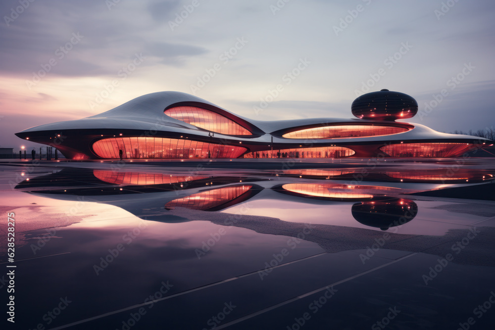 Obraz premium empty parking lot with city background