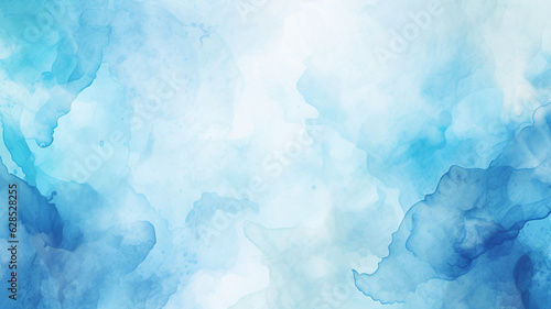 Abstract blue watercolor background.Hand painted watercolor. Generative AI