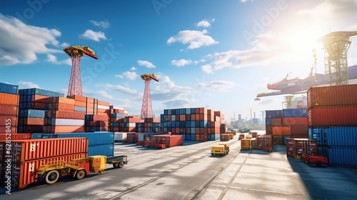 Industrial container yard for logistic import export generative ai