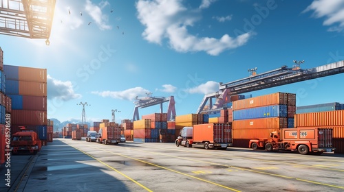 Industrial container yard for logistic import export generative ai