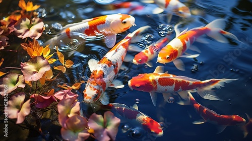 koi fish pond and full of colorfull generative ai
