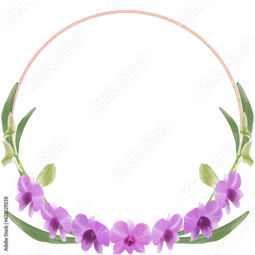 frame made of pink orchid flowers