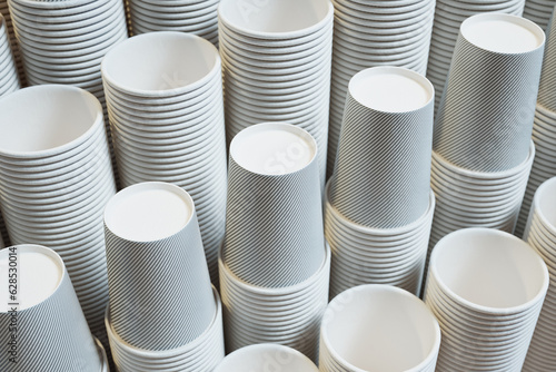 фотографія Set of many disposable paper cups in for coffee, tea or any other hot beverage