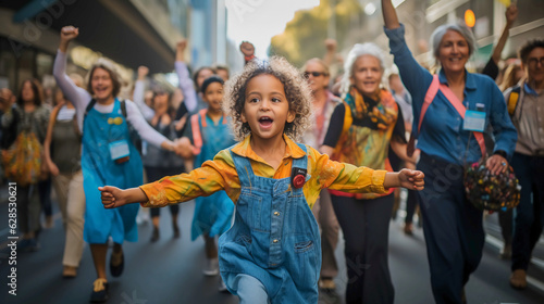 A powerful visual of environmental activism, uniting individuals of all ages striving for a sustainable planet. Inspiring action and global engagement.