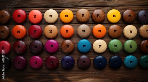 Needleshaped stationery buttons multicolored closeup generative ai photo