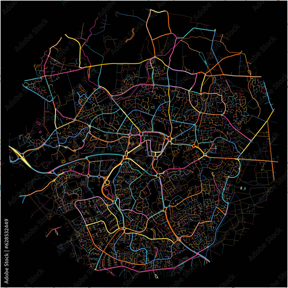 Colorful Map of Bracknell, South East England with all major and minor ...