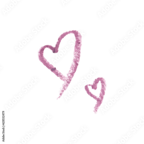 red textured Lip pencils drawing stroke. Vector cosmetics sample. heart shaped.