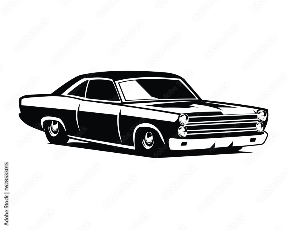 vector illustration of a ford torino cobra car silhouette. isolated white background view from side. Best for car industry, logo, badge, emblem, icon, sticker design, shirt design