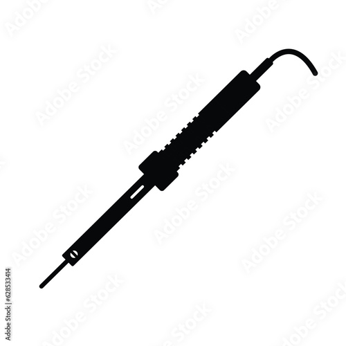 Soldering Iron Silhouette. Black and White Icon Design Elements on Isolated White Background