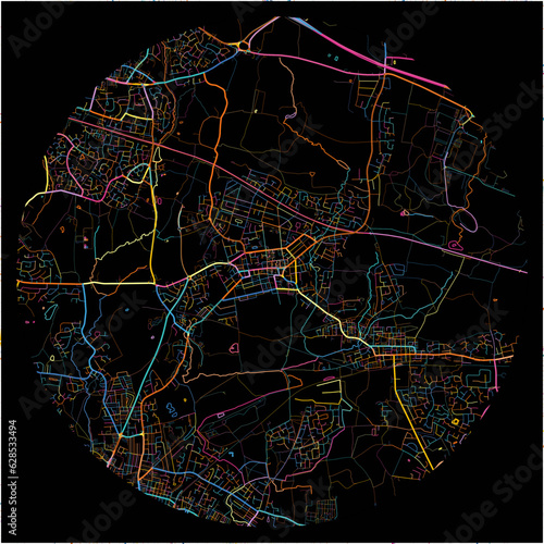 Colorful Map of Atherton, North West England with all major and minor roads.