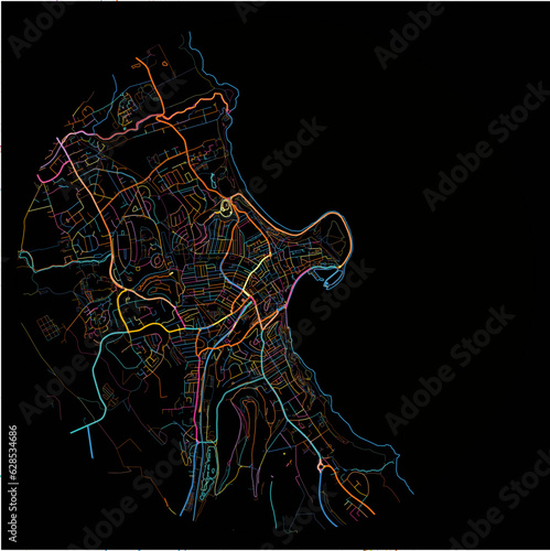 Colorful Map of Scarborough, Yorkshire and the Humber with all major and minor roads.