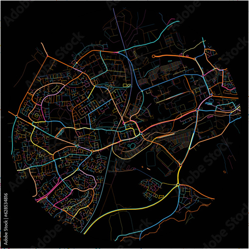 Colorful Map of Corby, East Midlands with all major and minor roads.