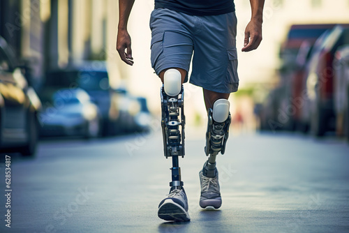 Fototapeta kuchenna Man with bionic leg prosthesis