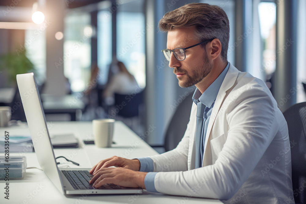 An IT specialist diligently typing on a keyboard, focused and attentive to the task at hand Generative AI An IT specialist diligently typing on a keyboard, focused and attentive to the task at hand Generative AI