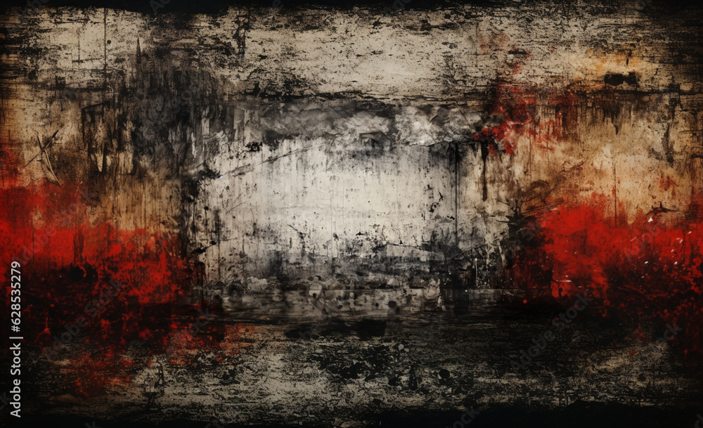 grunge wall texture background. Metropolis Grunge - Background Texture with Vibrant Red, Yellow, Gray and Rust Colors. Grunge hardness - abstract background with rough structure. generative AI,