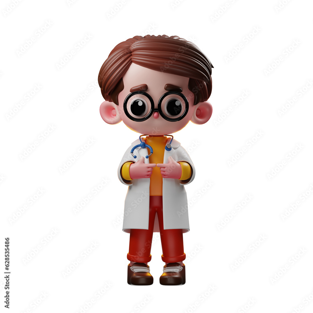3d Male Doctor Character Shy