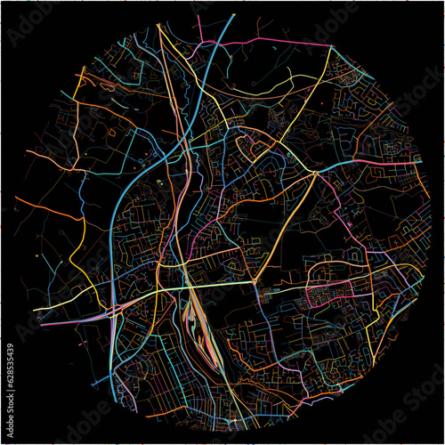 Colorful Map of BeestonandStapleford, East Midlands with all major and minor roads.