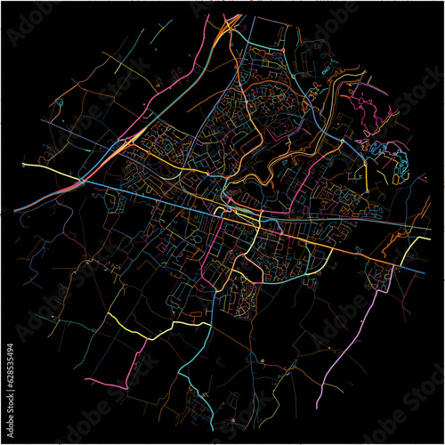 Colorful Map of Sittingbourne, South East England with all major and minor roads.