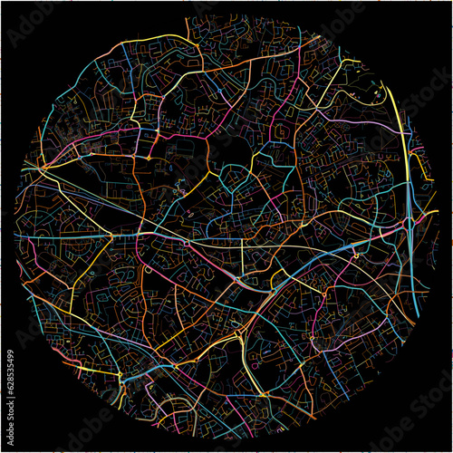 Colorful Map of Willenhall, West Midlands with all major and minor roads.