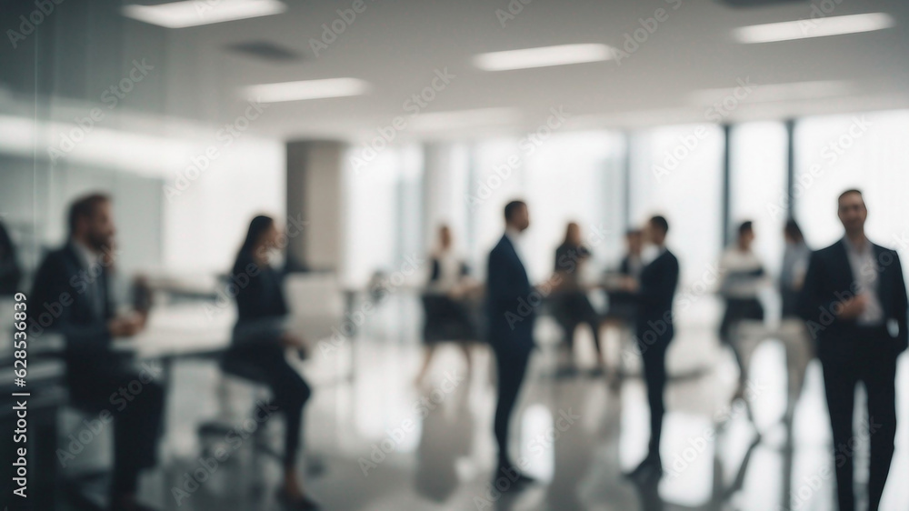 Businessmen from a hazy background, office space. generative AI Businessmen from a hazy background, office space. generative AI