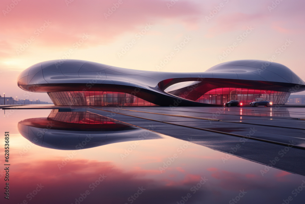 Obraz premium empty parking lot with city background