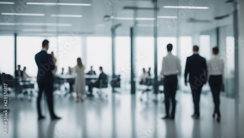 Businessmen from a hazy background, office space. generative AI