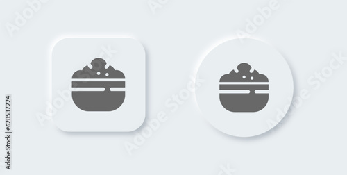 Rice bowl solid icon in neomorphic design style. Food signs vector illustration.