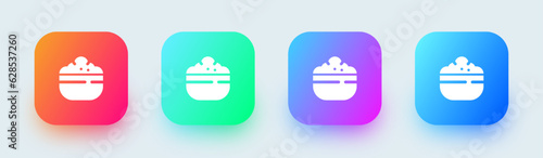 Rice bowl solid icon in square gradient colors. Food signs vector illustration.
