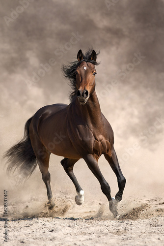 Bay horse free run in desert © callipso88