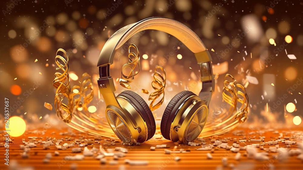 Fototapeta premium large headphones music abstract background audio.