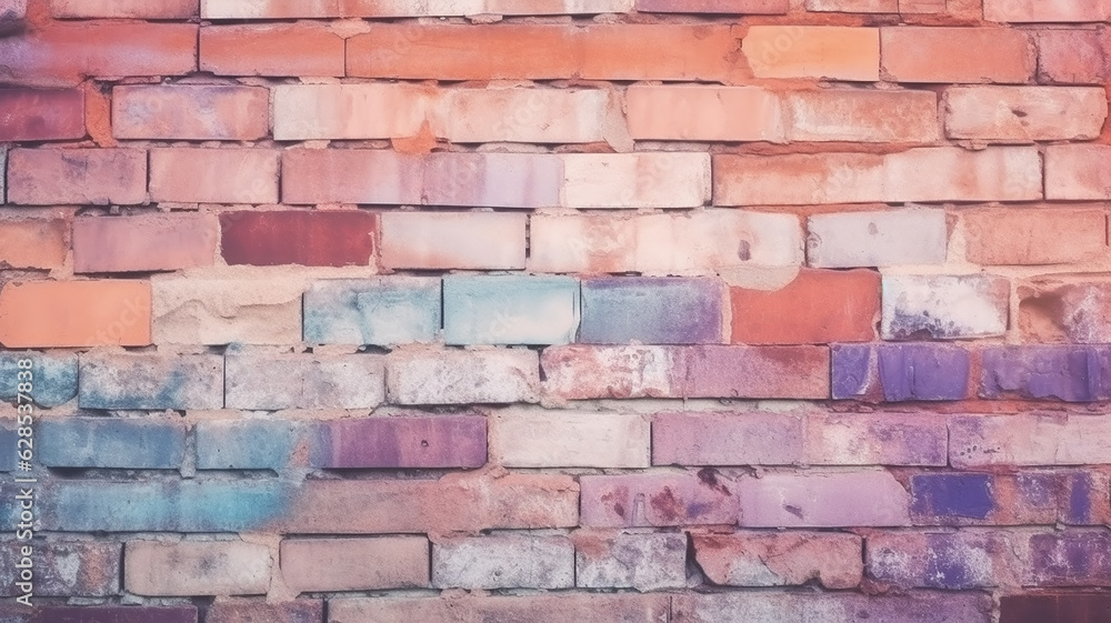 Obraz premium brick wall in delicate pastel colors rainbow spectrum.