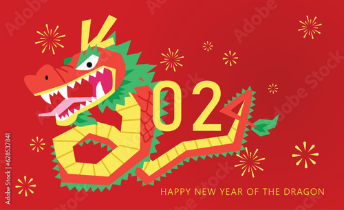 Fotografia Happy year of the dragon 2024 greetings card design