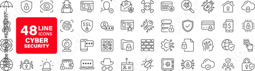 Fotografia Cyber security set of web icons in line style