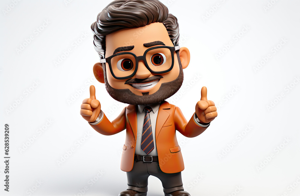 Portrait of a happy businessman in a 3d cartoon style. Generative ai