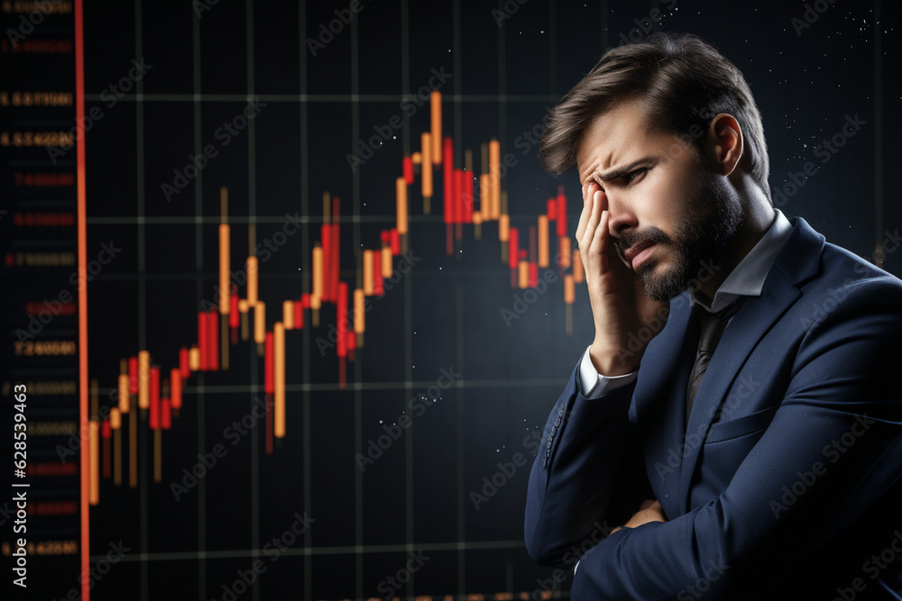 Crisis and recession concept, stock markets down. Generative AI Crisis and recession concept, stock markets down. Generative AI