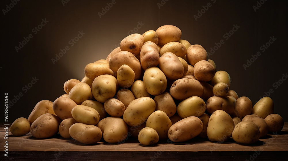 a mountain of potatoes is isolated against the background. a mountain of potatoes is isolated against the background.
