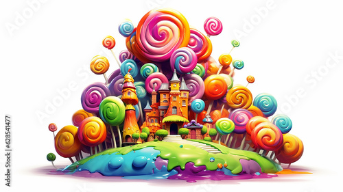 candy kingdom castle 3d isolated on white background.