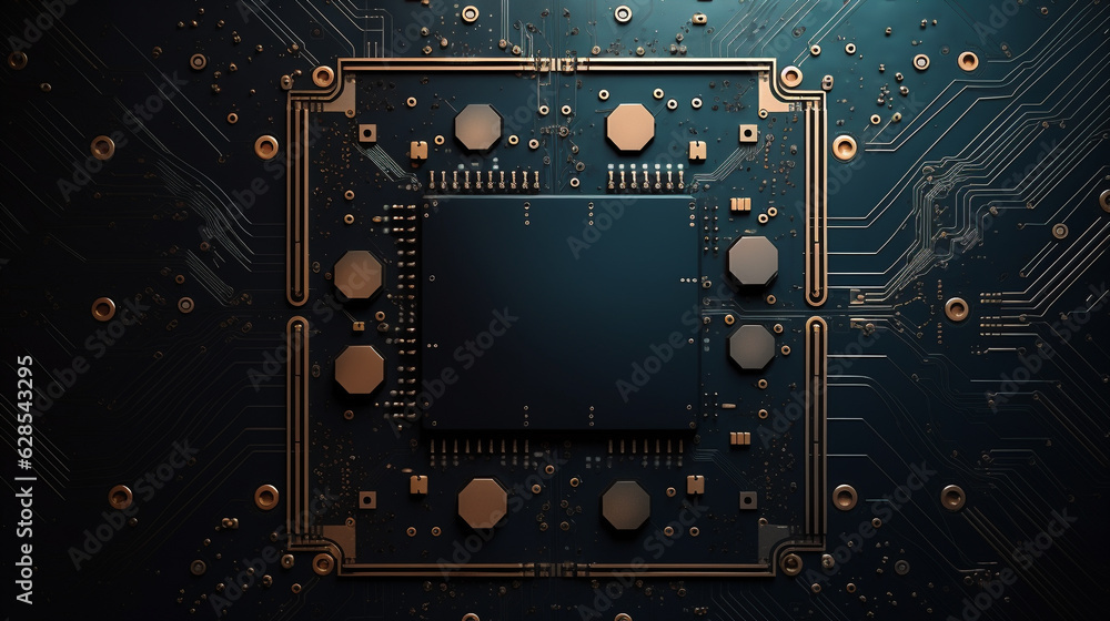 Fototapeta premium Futuristic Glowing Motherboard - AI and Machine Learning Concept