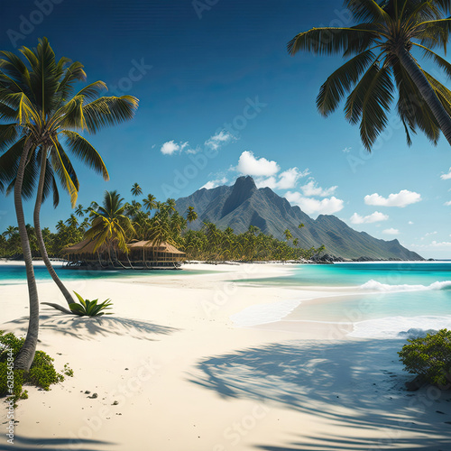 Paradise tropical island landscape. For backgrounds  covers  banners  booklets  flyers and other summer projects. 