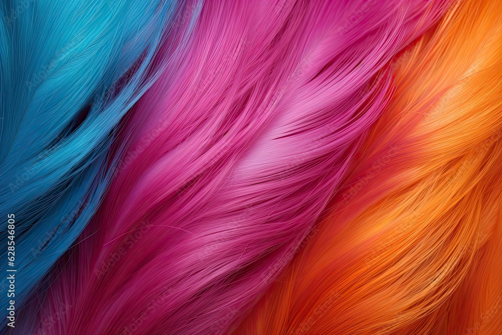 AI generated illustration of A closeup of long colorful curly hair under the natural light AI generated illustration of A closeup of long colorful curly hair under the natural light